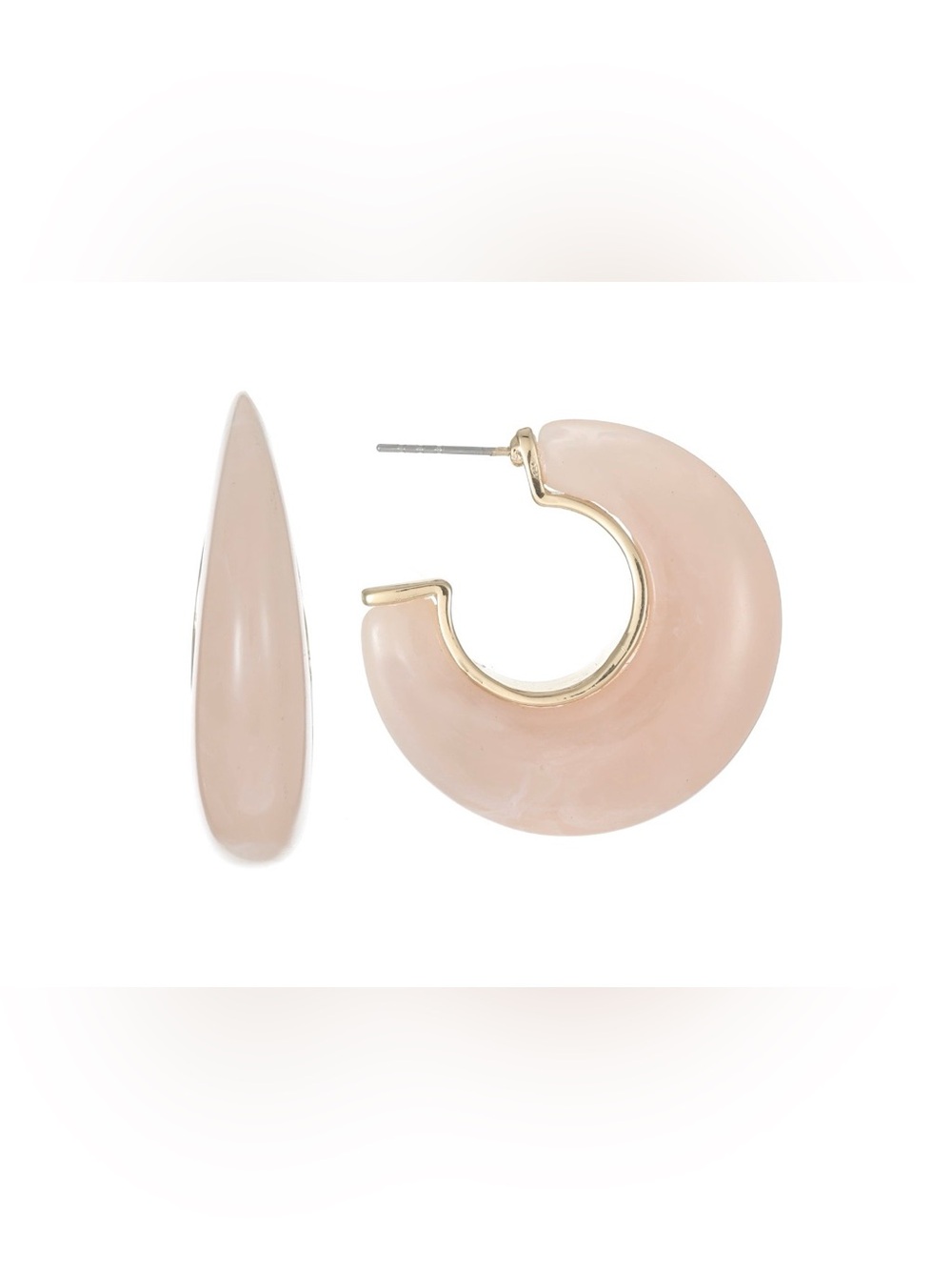 Time and Tru Blush Pink Resin Hoop Earrings with Gold Trim